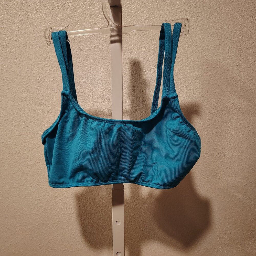 Sun Streak by Newport News Swimsuit Top Size 10 Vintage Blue Solid